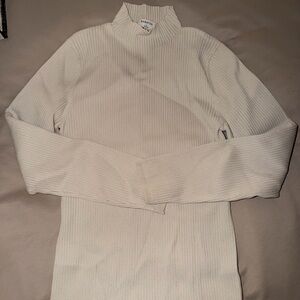 Aritzia Babaton Cream Ribbed Knit Top Backless